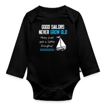 Good Sailors never grown old - Baby Bio-Langarm-Body - Schwarz - Vorne
