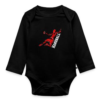 Handballer Kreisläufer Handball player Handball player - Organic Longsleeve Baby Bodysuit - black - Front