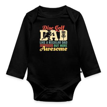 Discgolf Papa Vater Vatertag Retro Geschenk - Baby Bio-Langarm-Body - Schwarz - Vorne