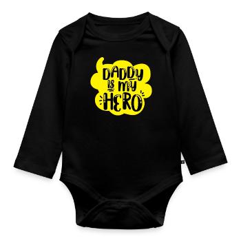 Papa To Be Daddy Is My Hero - Body Bébé bio manches longues - noir - Devant