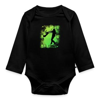 Father and daughter - Organic Longsleeve Baby Bodysuit - black - Front