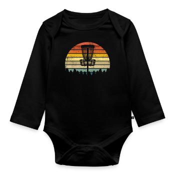 Discgolf Retro Vintage Style - Baby Bio-Langarm-Body - Schwarz - Vorne