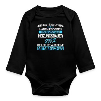 Heizungsbauer Heizungsbau Bauarbeiter Beruf Spruch - Baby Bio-Langarm-Body - Schwarz - Vorne