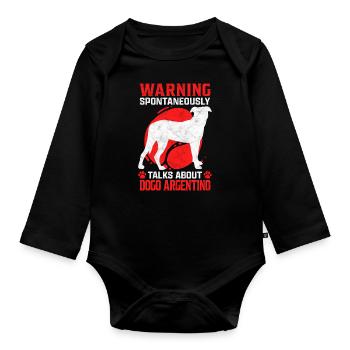 Parle spontanément de Dogo Argentino Doge Humour - Body Bébé bio manches longues - noir - Devant