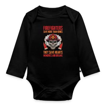 I belong to the fire brigade and am proud of it - Organic Longsleeve Baby Bodysuit - black - Front