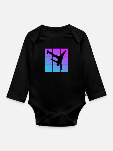 Breakdance - Baby Bio-Langarm-Body - Schwarz