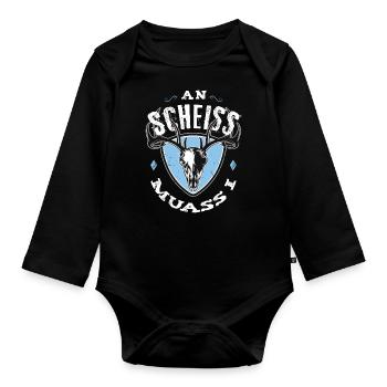 An Scheiss muass i - Baby Bio-Langarm-Body - Schwarz - Vorne