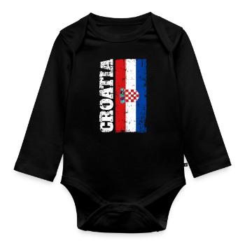Drapeau de la Croatie Drapeau Sport Hrvatska Fan - Body Bébé bio manches longues - noir - Devant
