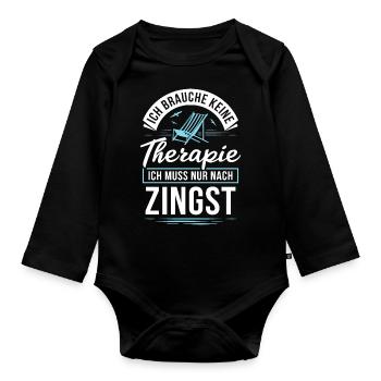 Therapie? Ich muss nur nach Zingst - Baby Bio-Langarm-Body - Schwarz - Vorne