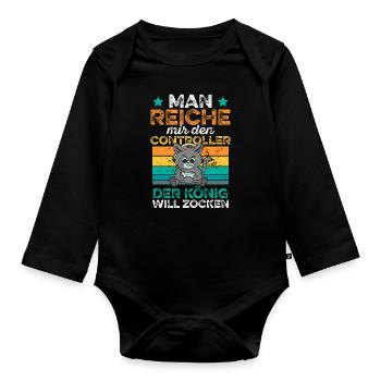 Man reiche mir den Controller Zocken Gamer Gaming - Baby Bio-Langarm-Body - Schwarz - Vorne