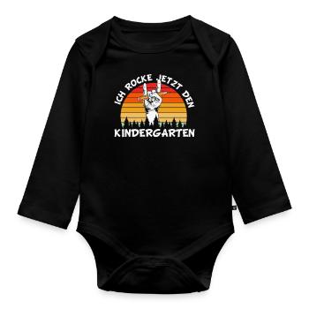 Ich rocke jetzt den Kindergarten - Baby Bio-Langarm-Body - Schwarz - Vorne