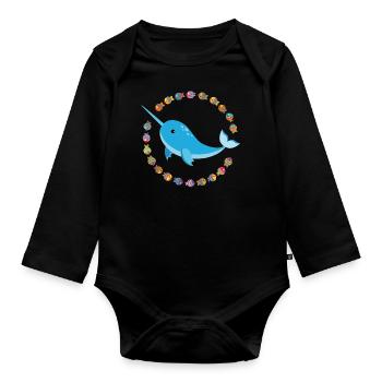 Petite narval - Body Bébé bio manches longues - noir - Devant