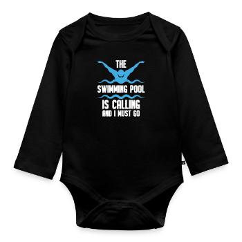 Schwimmen Schwimmer - Baby Bio-Langarm-Body - Schwarz - Vorne