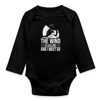 Kitesurfen Kiteboarding Kite Kiten - Baby Bio-Langarm-Body - Schwarz - Vorne