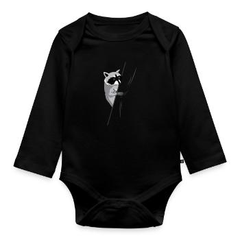 Raccoon Panda Raccoon Masked Hiding Bandit - Baby Bio-Langarm-Body - Schwarz - Vorne