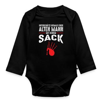 Dudelsack Schottland Männer Geschenk - Baby Bio-Langarm-Body - Schwarz - Vorne