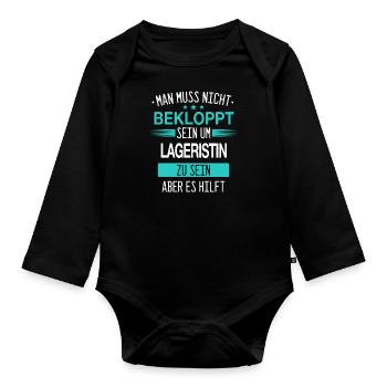 Lageristin Lagerlogistiker Logistiker Beruf Spruch - Baby Bio-Langarm-Body - Schwarz - Vorne