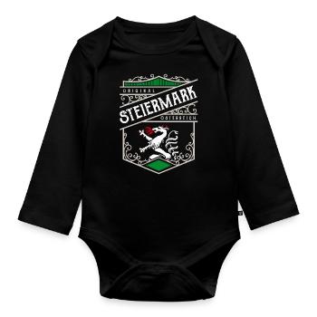 Steiermark Vintage Retro Wappen - Baby Bio-Langarm-Body - Schwarz - Vorne