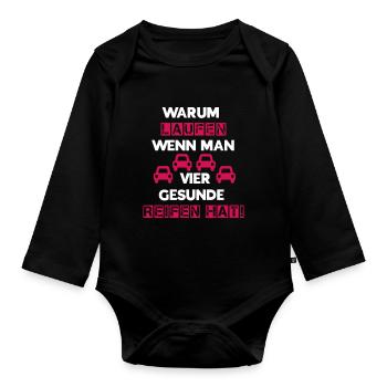 Reifen weiß rot - Baby Bio-Langarm-Body - Schwarz - Vorne