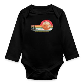 Vintage Never Forget Pluto - Retro Geschenk - Baby Bio-Langarm-Body - Schwarz - Vorne