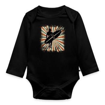 Surfing - Organic Longsleeve Baby Bodysuit - black - Front