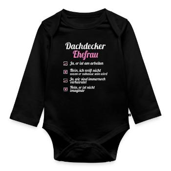Dachdecker Tshirt Zunft Dachspengler Handwerk Dach - Baby Bio-Langarm-Body - Schwarz - Vorne
