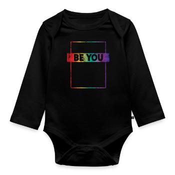 Retro Vintage LGBT Pride Rainbow - Organic Longsleeve Baby Bodysuit - black - Front