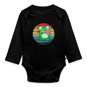 la grenouille - Body Bébé bio manches longues - noir - Devant