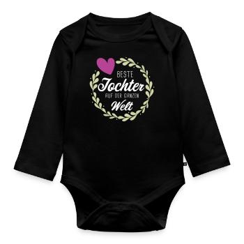 Beste Tochter auf der Welt Mädchen Geschenkidee - Baby Bio-Langarm-Body - Schwarz - Vorne