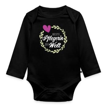 Beste Pflegerin - Danke an Pflegepersonal Geschenk - Baby Bio-Langarm-Body - Schwarz - Vorne
