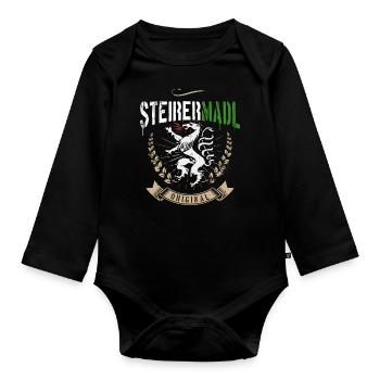 Steirermadl Steiermark Steirerin Steirer Madl - Baby Bio-Langarm-Body - Schwarz - Vorne