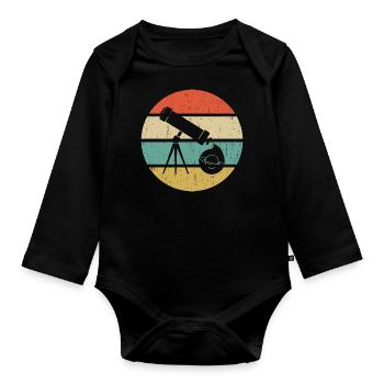 Astronomie Vintage Grafik - Baby Bio-Langarm-Body - Schwarz - Vorne