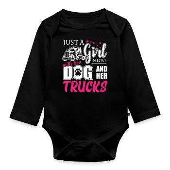 Just a Girl In Love With Her Dog and Her Truck - Baby Bio-Langarm-Body - Schwarz - Vorne
