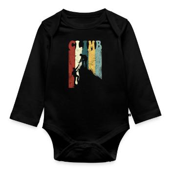 Rock Climbing Climber Climb Retro - Baby Bio-Langarm-Body - Schwarz - Vorne