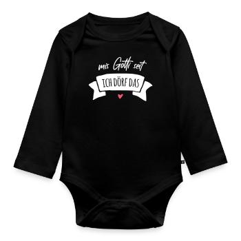 Babygeschenk Mein Gotti sagt ich darf das - Baby Bio-Langarm-Body - Schwarz - Vorne