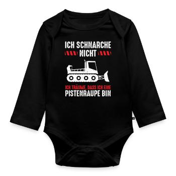 Ich schnarche nicht ich Pistenraupe - Baby Bio-Langarm-Body - Schwarz - Vorne