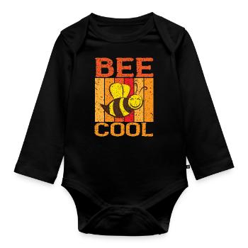 Bleib sei cool Bee Cool Biene Bienen Imker - Baby Bio-Langarm-Body - Schwarz - Vorne