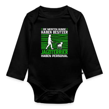 Deutsche Jagdterrier haben Personal Spruch - Baby Bio-Langarm-Body - Schwarz - Vorne