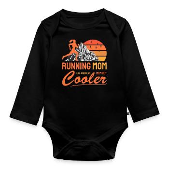 Cadeau de refroidissement de maman de course pour le coureur de maman - Body Bébé bio manches longues - noir - Devant