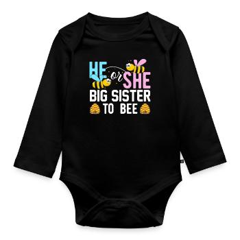 Rose Or Blue Gender Reveal Baby Party Soeur - Body Bébé bio manches longues - noir - Devant