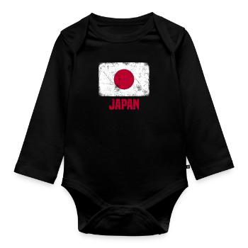 Japan Japanese Flag - Organic Longsleeve Baby Bodysuit - black - Front