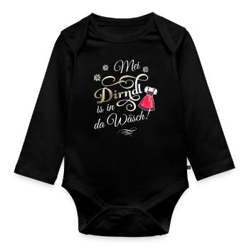 Mei Dirndl is in da Wäsch - Baby Bio-Langarm-Body - Schwarz - Vorne