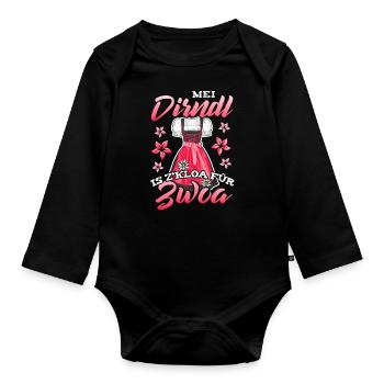 Mei dirndl is z kloa für Zwoa Tracht Schwangere - Baby Bio-Langarm-Body - Schwarz - Vorne