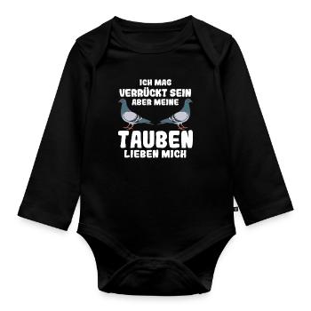 Taube Tauben Vogel - Baby Bio-Langarm-Body - Schwarz - Vorne