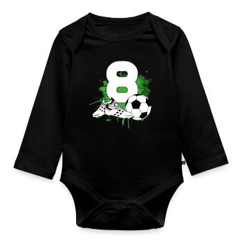 8ème anniversaire 8 ans footballeur - Body Bébé bio manches longues - noir - Devant