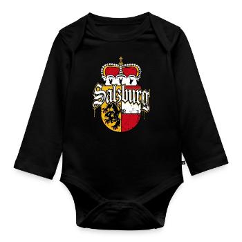 Salzburg Wappen Salzburger Patriot - Baby Bio-Langarm-Body - Schwarz - Vorne