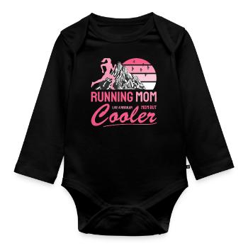Cadeau de refroidissement de maman de course pour le coureur de maman - Body Bébé bio manches longues - noir - Devant