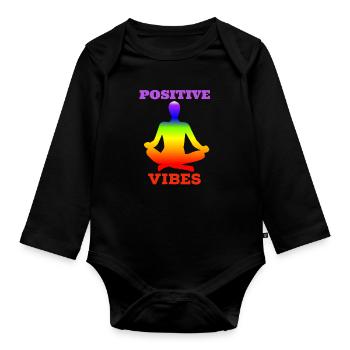 Regenbogen, Regenbogen, Regenbogen, Regenbogen, Regenbogen - Baby Bio-Langarm-Body - Schwarz - Vorne