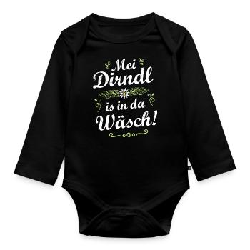 Mei Dirndl is in da Wäsch - Baby Bio-Langarm-Body - Schwarz - Vorne