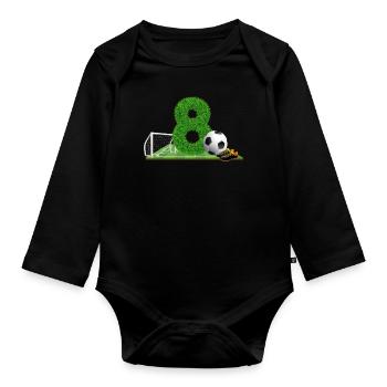 8ème anniversaire 8 ans footballeur - Body Bébé bio manches longues - noir - Devant